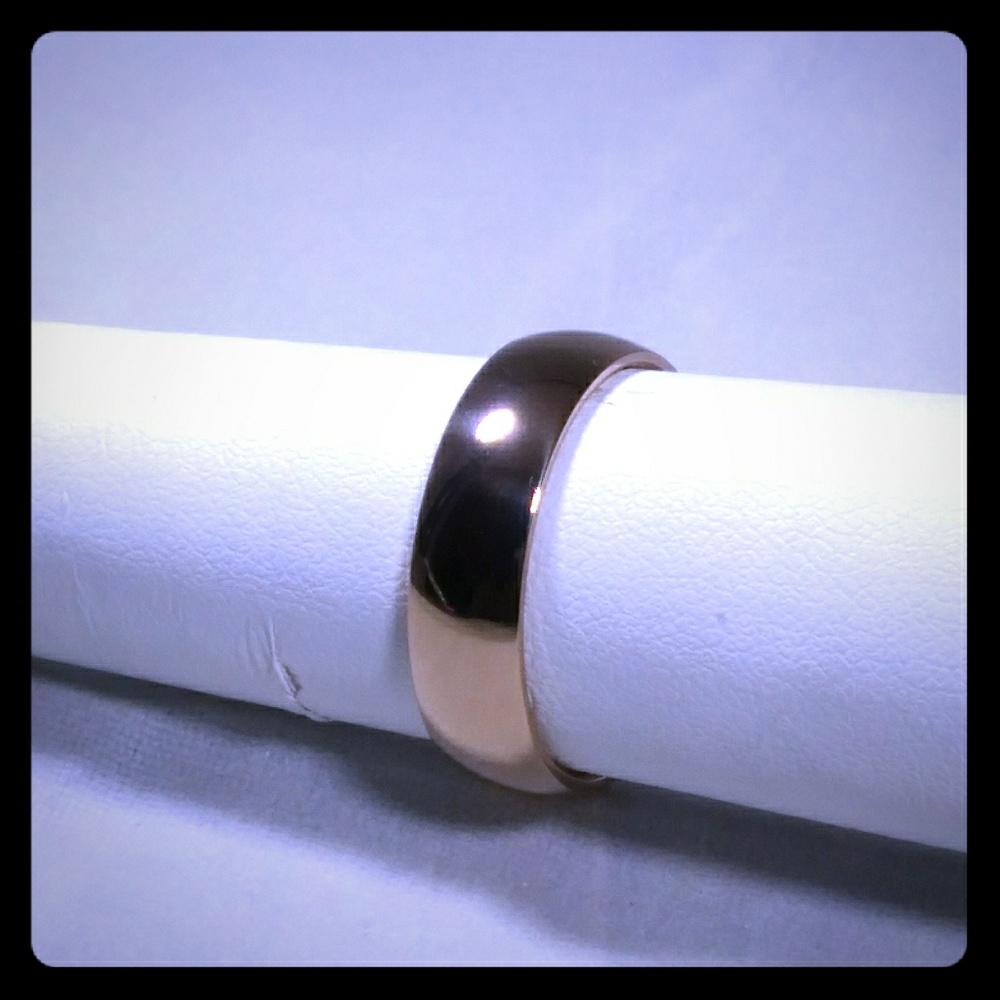 Titanium Rose Tone Mens Wedding Ring 8mm